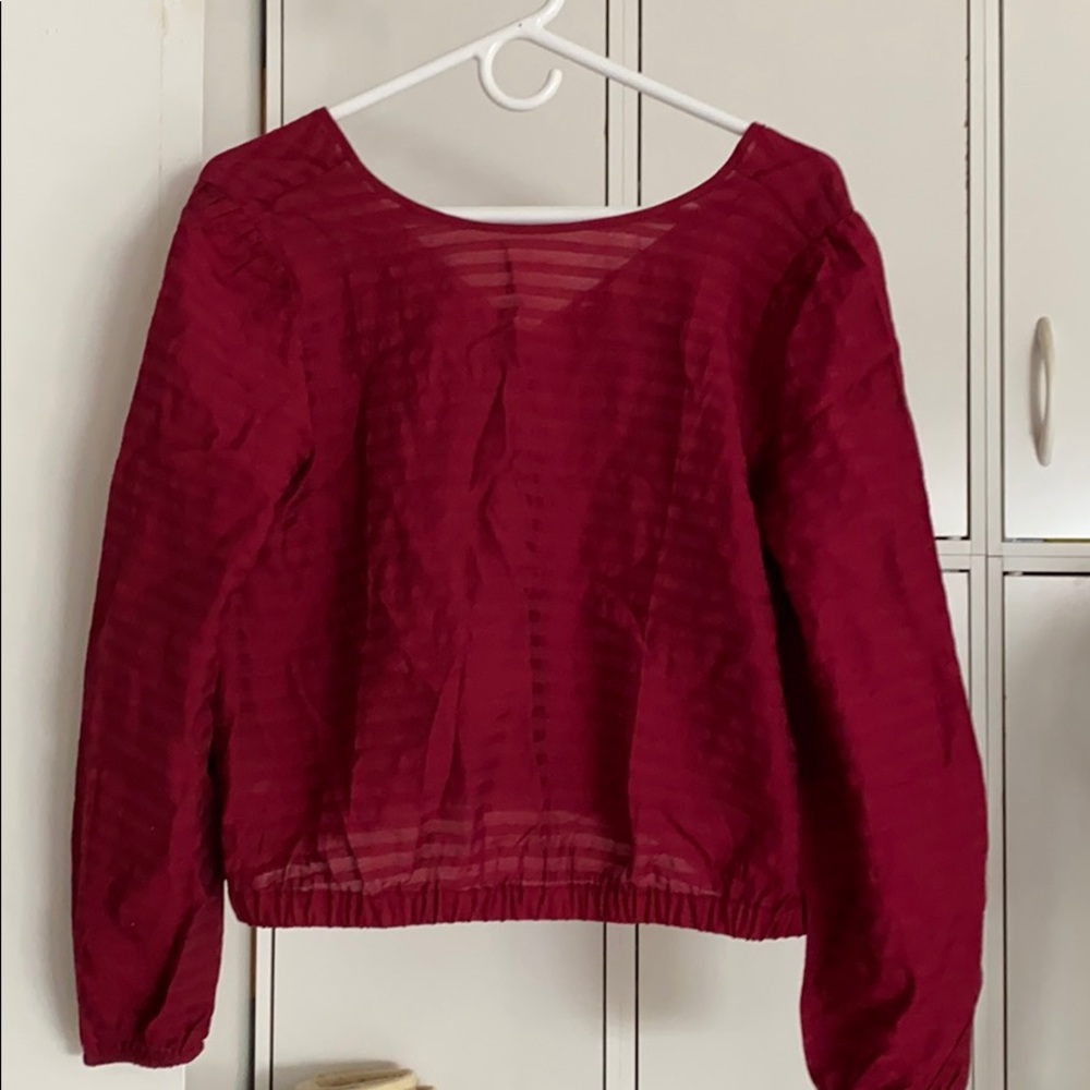Loft deep red small cropped top elastic bottom